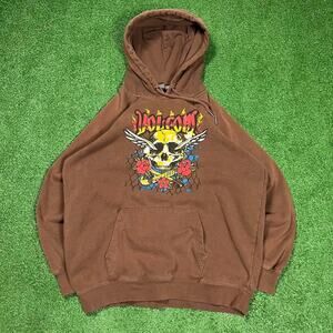 Vintage Volcom Stone Hoodie Sweatshirt Mens Medium Brown Y2K Skate Graphic Logo